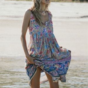 SPELL Ocean Mermaid Core Floral Sleeveless Midi Babydoll Dress